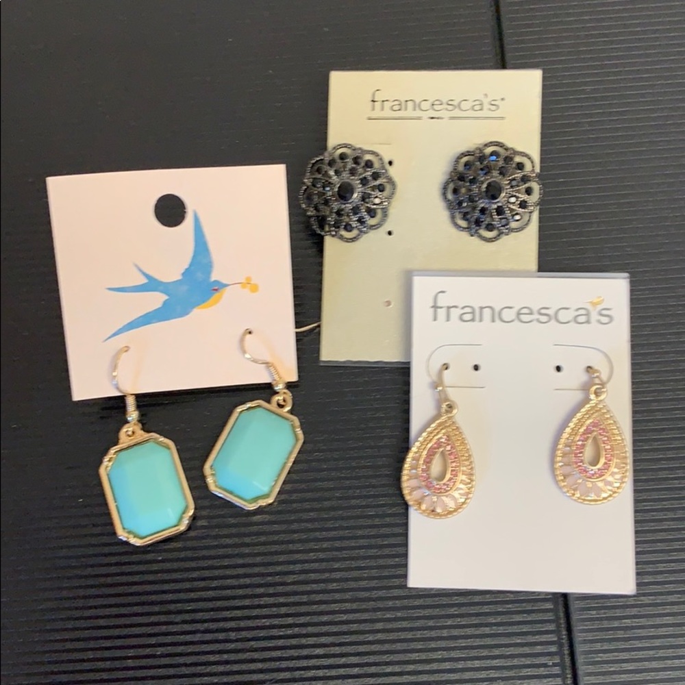 Earrings- multiple, turquoise, black and gold